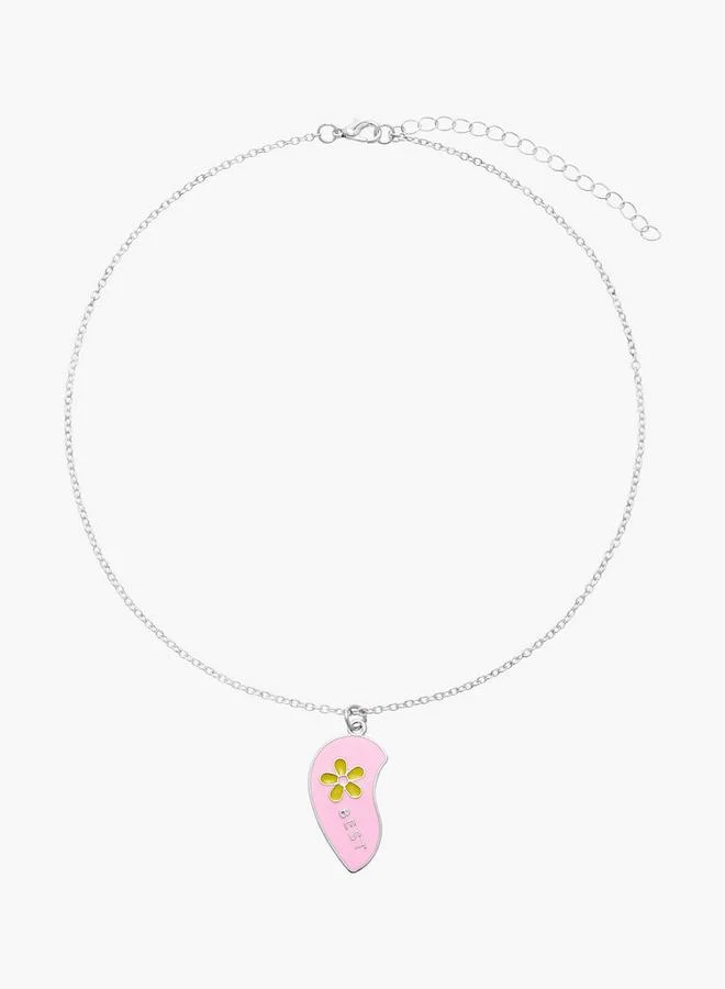 Flora Bella By Shoexpress Floral Pendant Necklace With Lobster Clasp Closure - Set Of 2